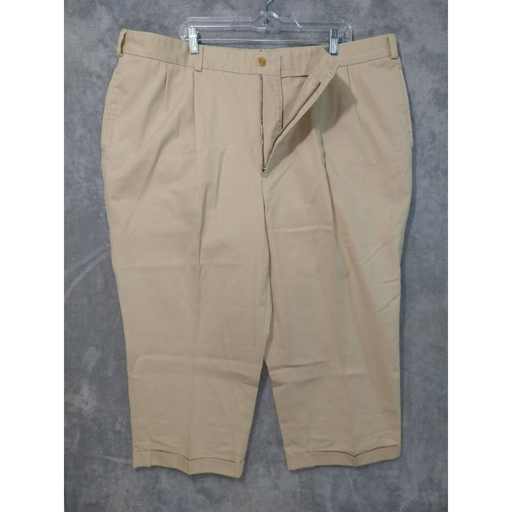 Bills Khakis Pants Mens 46 x 23 Beige Chino M2P Pleated Twill Cotton Straight